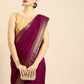 Anouk Purple Cotton Blend Solid Banarasi Saree | Swadesiicart