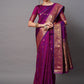 Mitera Magenta & Purple Woven Design Silk Blend Banarasi Saree | Swadesiicart