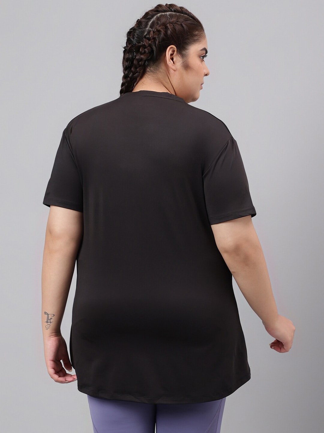 MKH Plus Size Typography Printed Drop Shoulder Sleeves Relaxed Fit Dri-FIT Sports T-Shirt - Swadesiicart