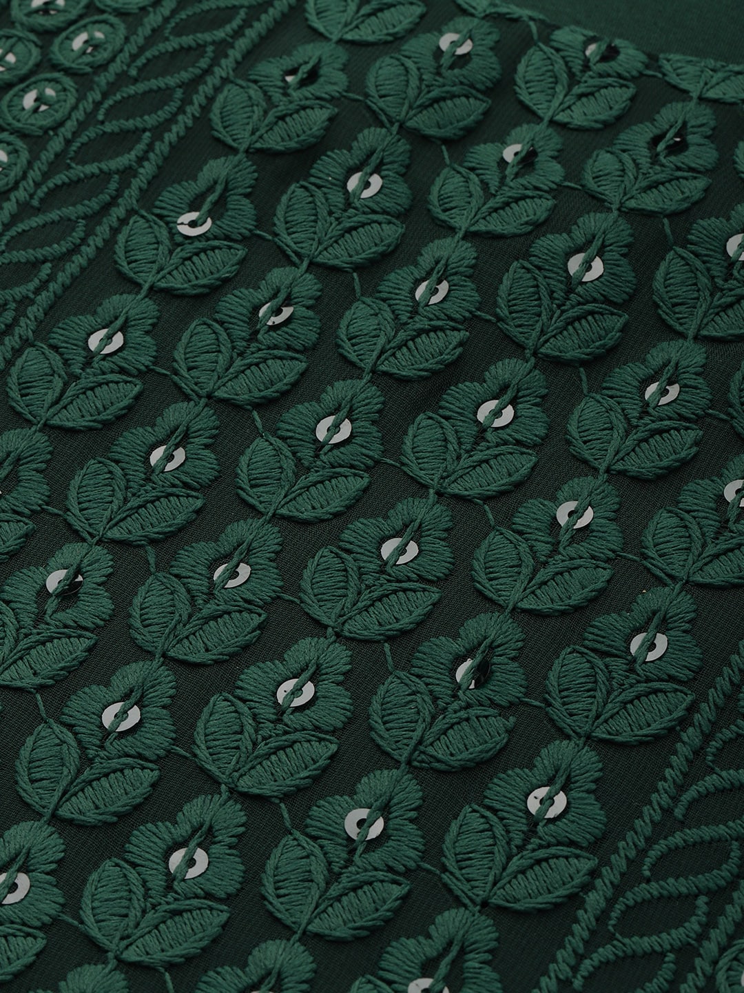 Sangria Women Green Ethnic Motifs Chikankari Kurta with Palazzos | Swadesiicart