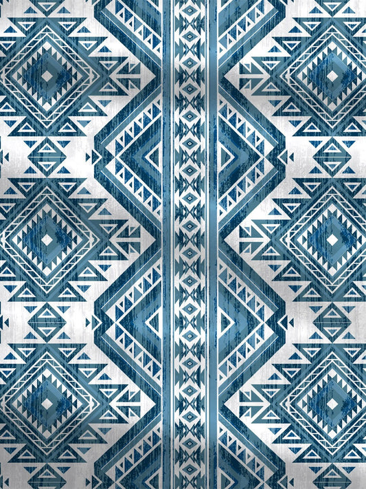 MYTRIDENT Blue White Ethnic Motifs Cotton 120 TC Queen Bedsheet With 2 Pillow Covers - Swadesiicart