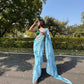 Vamsee Sky Blue Chiffon Designer Saree - Swadesiicart