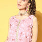 Ahalyaa Women Rose Colour Organza Digital Printed Kurta Pant Set | Swadesiicart