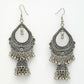 NVR Women's Silver-Plated German Silver Oxidized Jhumka Earrings | Swadesiicart