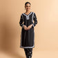 HOUSE OF KARI Floral Embroidered Chikankari Kurta With Trouser | Swadesiicart