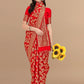 Kalini Red & Golden Floral Zari Silk Blend Banarasi Saree | Swadesiicart