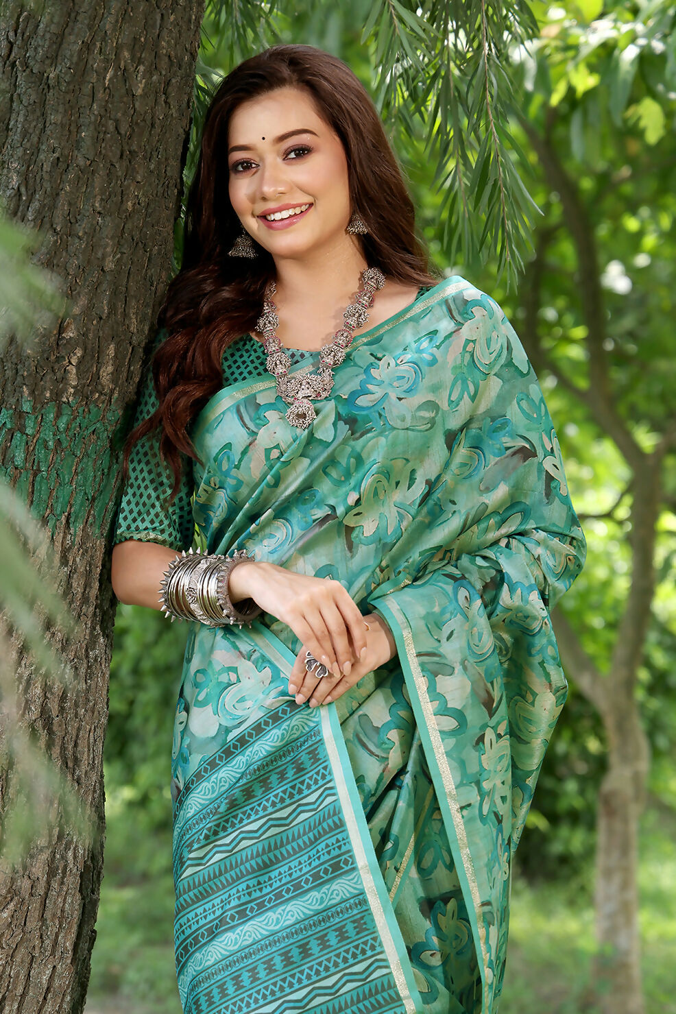 Vishnu Weaves Women's Rama Cotton Silk Woven Saree with Blouse - Swadesiicart