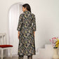 Jyoti Fashion Women's Black Chanderi Silk Floral Print with Side Pocket Kurtis & Sets | Swadesiicart