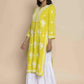 HOUSE OF KARI Floral Chikankari Embroidered Cotton Straight Kurta | Swadesiicart