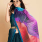 Sangria Navy Blue & Violet Satin Ready to Wear Saree | Swadesiicart