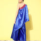 InWeave Women's Blue Pink Brocade Satin Oneshoulder Kurta Set - Swadesiicart
