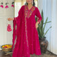 The52 Rani Women's Beautiful Embroidered Work Vichitra Silk Fabric Straight Kurta Pant and Dupatta Set - Swadesiicart