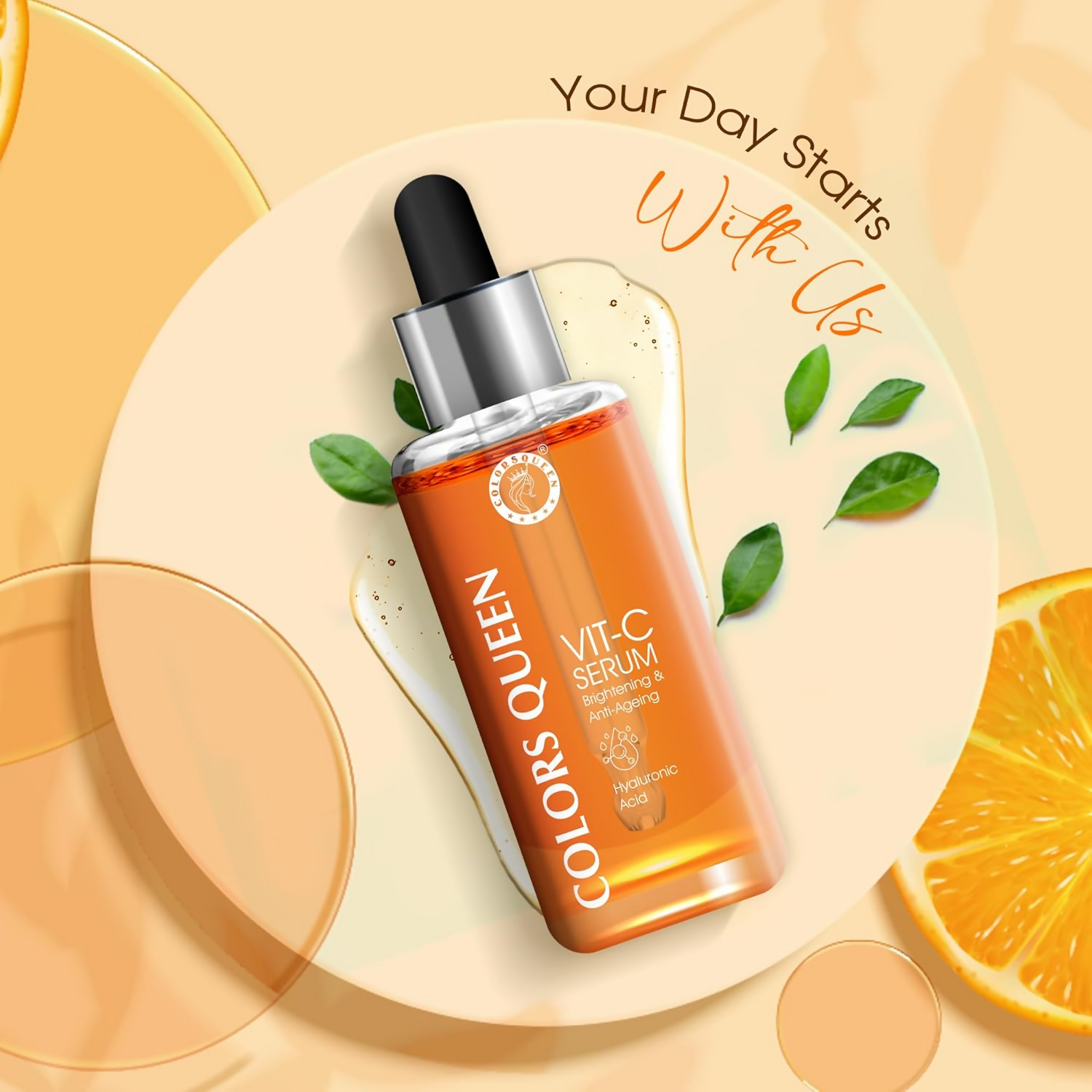 Colors Queen Vitamin C Face Serum For Glowing Skin With Hyaluronic Acid | Swadesiicart
