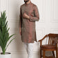 Sojanya Men Maroon & Off-White Woven Design Kurta with Churidar | Swadesiicart