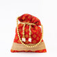 NR By Nidhi Rathi Red & Gold-Toned Embroidered Potli Clutch - Swadesiicart