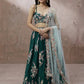 House of Panchhi Teal - Pure Georgette Thread & Sequins Work Lehenga | Swadesiicart