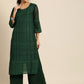 Sangria Women Green Ethnic Motifs Chikankari Kurta with Palazzos | Swadesiicart