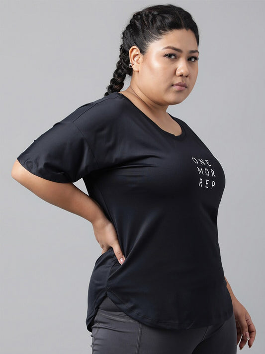 MKH Plus Size Typography Printed Drop Shoulder Sleeves Dri-FIT Relaxed Fit Sports T-shirt - Swadesiicart