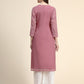 Kalini Round Neck Paisley Embroidered Chikankari Georgette Kurta | Swadesiicart