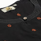 ADA Women Black & Rust Orange Chikankari Embroidered Sustainable Handloom Kurta with Trousers | Swadesiicart