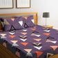 Home Sizzler Purple Geometric 210 TC Cotton 1 Double Queen Bedsheet With 2 Pillow Covers - Swadesiicart