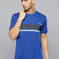 Alcis Men Blue & Black Striped Detail Slim Fit T-shirt | Swadesiicart