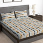 Story@home Arena Cream-Coloured & Grey Printed 180 TC Bedsheet & Pillow Covers
