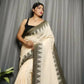Exclusive Collection Beautiful Off White Pure Cotton Woven Handloom Saree With Running Blouse Piece - Swadesiicart