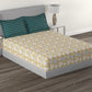 MYTRIDENT Mustard White Floral Cotton 144 TC Queen Bedsheet With 2 Pillow Covers - Swadesiicart