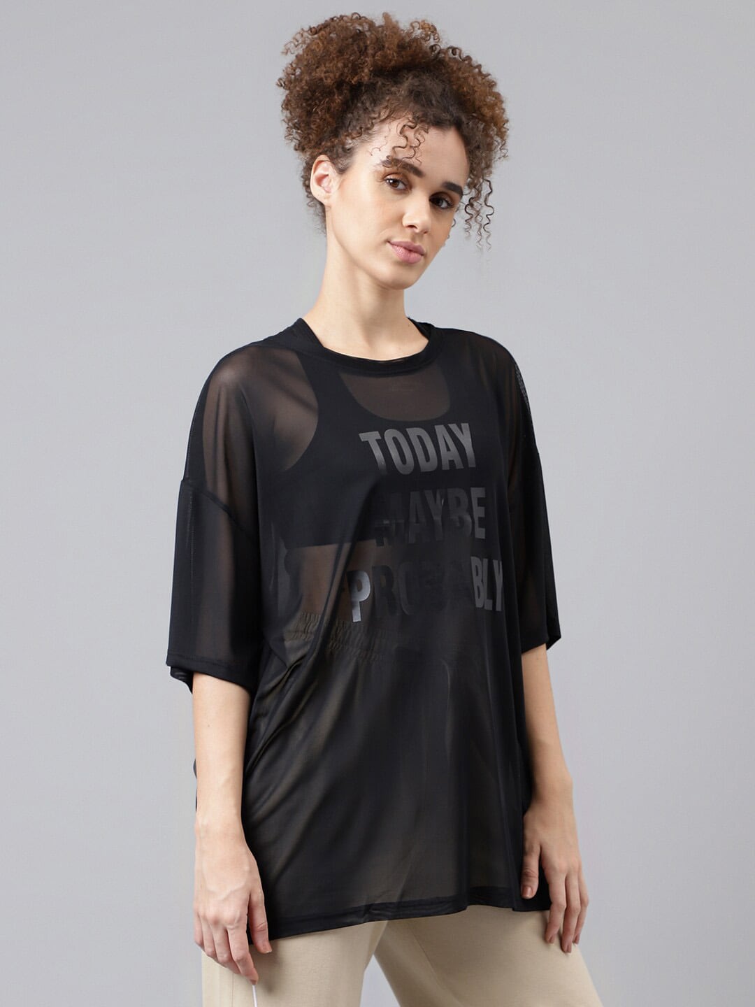 MKH Typography Printed Relaxed Fit Sheer Dri-FIT T-shirt - Swadesiicart