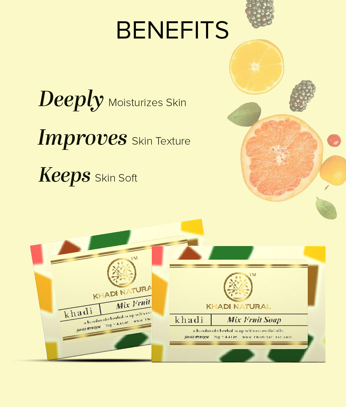 Khadi Natural Mix Fruit Soap Combo Pack Of 3 – 125gm Each