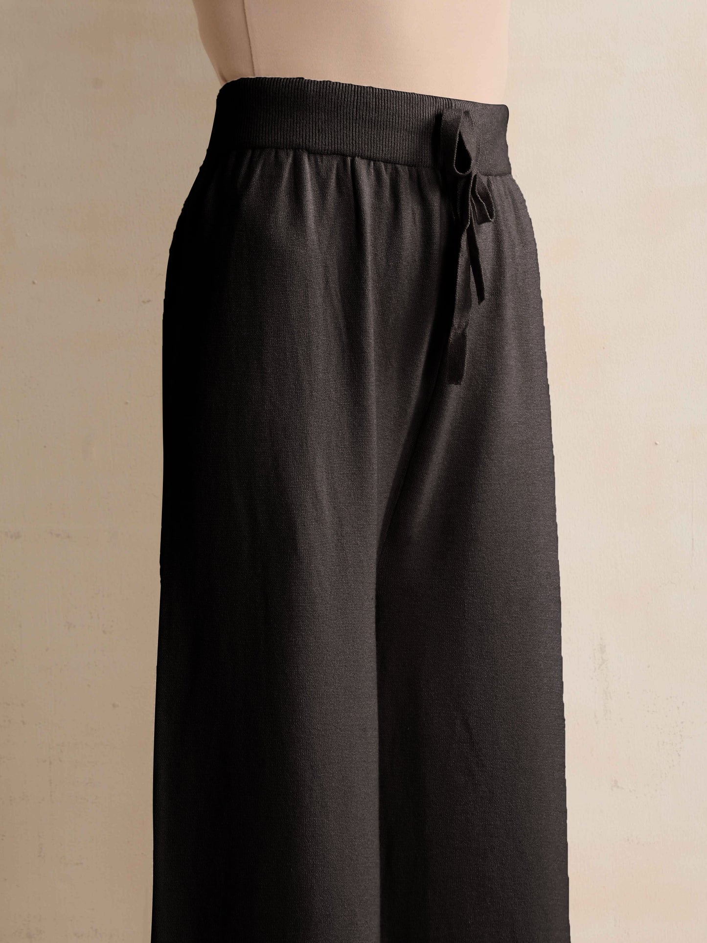 trueBrowns Black Woollen Flared Pants | Swadesiicart
