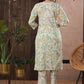 ADA Floral Printed Round Neck Regular Lucknowi Chikankari Kurta with Trousers | Swadesiicart