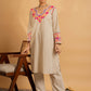 HOUSE OF KARI Floral Embroidered Chikankari Kurta With Palazzo | Swadesiicart