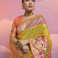 Vishnu Weaves Women's Yellow Paithani Silk Zari Woven Saree with Blouse - Swadesiicart