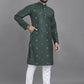 Anaita Green Weaving Linen Cotton Straight Kurta
