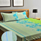 Home Sizzler Green & Blue Floral 210 TC Queen Bedsheet with 2 Pillow Covers - Swadesiicart