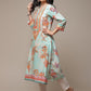 Biba Ethnic Motifs Printed Notched Neck A-Line Kurta - Swadesiicart
