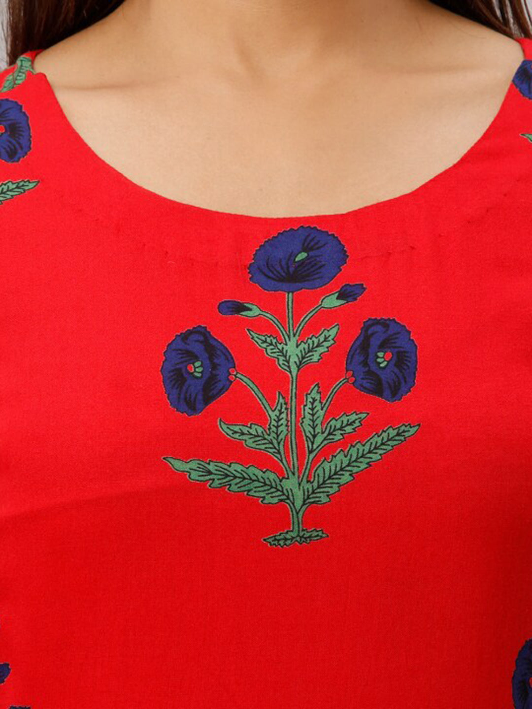 Kalini Women Red Floral Embroidered Flared Sleeves Anarkali Kurta | Swadesiicart