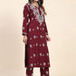 HOUSE OF KARI Floral Embroidered Chikankari Pure Cotton Straight Kurta With Trousers | Swadesiicart