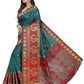 Vamika Banarasi Cotton Silk Rama Green Weaving Saree | Swadesiicart