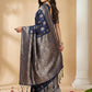 Shree Shyam Fashion Navy Blue Silk Blend Saree