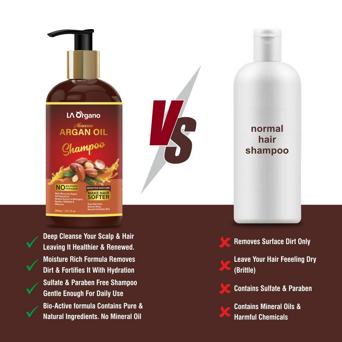 LA Organo Moroccan Argan Hair Shampoo | Swadesiicart