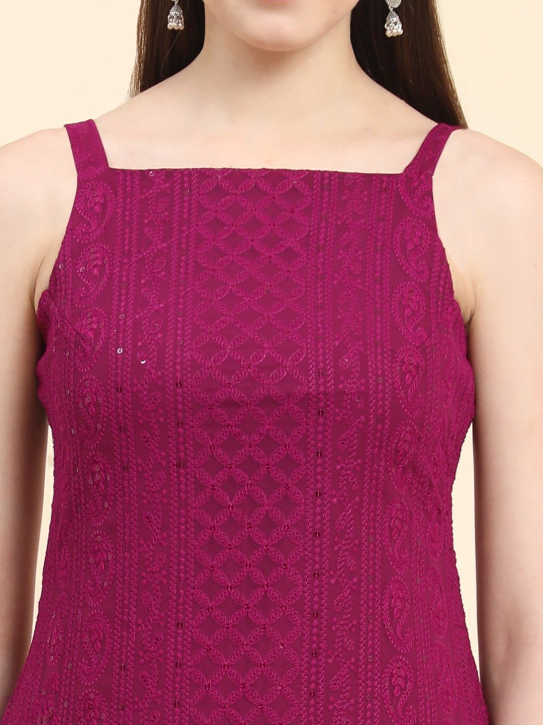 Kalini Ethnic Motifs Embroidered Chikankari Georgette Kurta | Swadesiicart