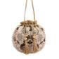 Masq Beige & Brown Embellished Embroidered Potli Clutch