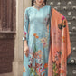 Jyoti Fashion Women's Sky Blue Velvet Floral Digital Printed Kurta with Trouser & Dupatta | Swadesiicart