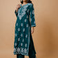 HOUSE OF KARI Ethnic Motifs Embroidered Chikankari Velvet Kurta With Trousers | Swadesiicart
