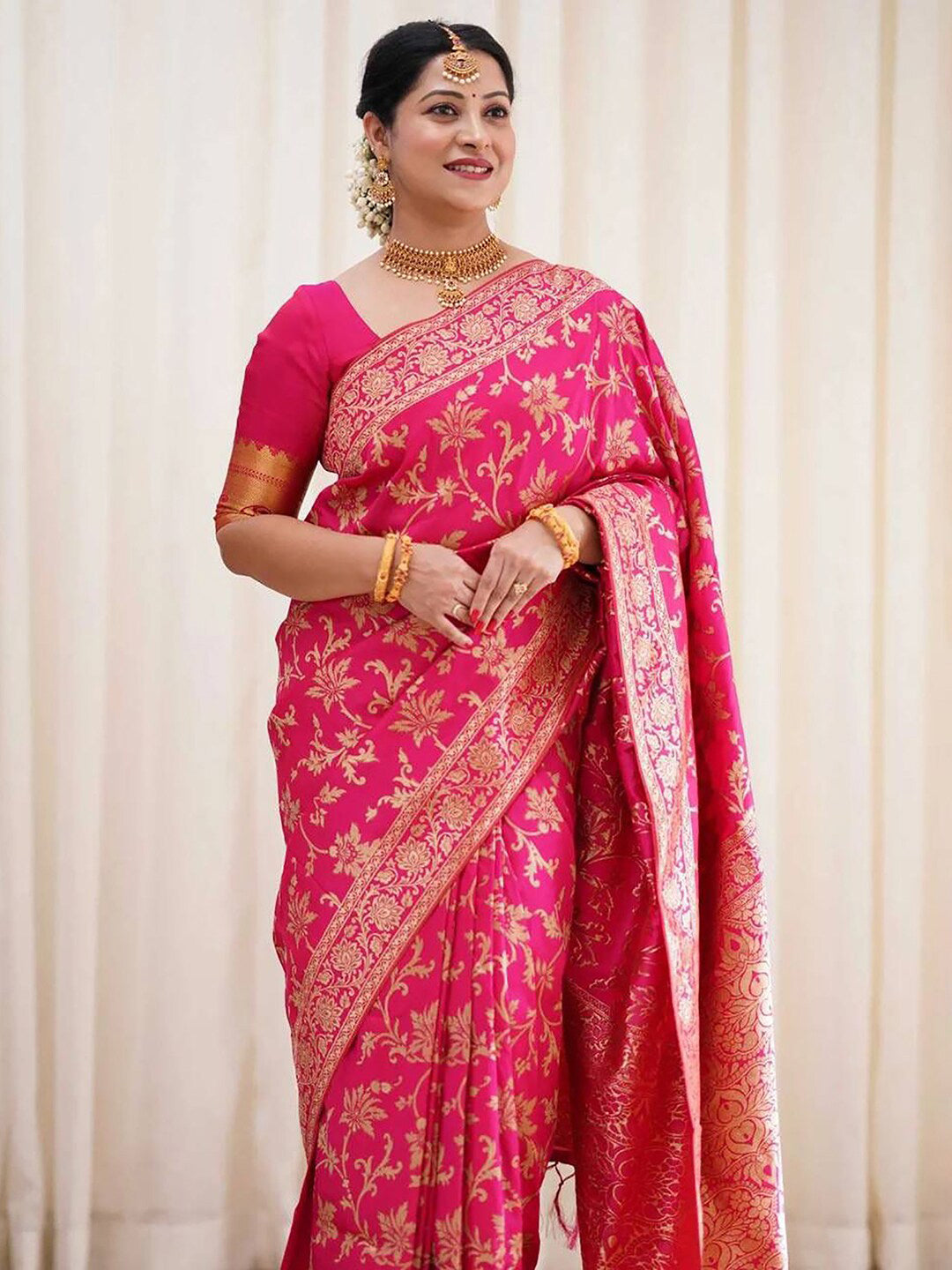 Kalini Floral Woven Design Banarasi Saree | Swadesiicart