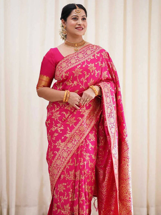 Kalini Floral Woven Design Banarasi Saree | Swadesiicart