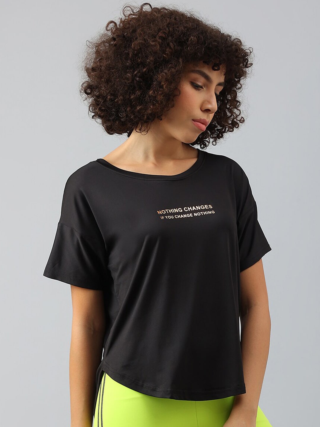MKH Women Typography Printed Dri-FIT Sports T-shirt - Swadesiicart